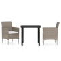 3-piece garden dining set with beige and black cushions by vidaXL, Garden sets - Ref: Foro24-3099293, Price: 209,43 €, Discou...