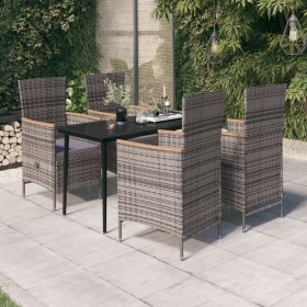 5-teiliges Garten-Essset mit grauen Kissen von vidaXL, Gartensets - Ref: Foro24-3099451, Preis: 778,99 €, Rabatt: %