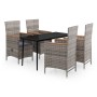 Juego de comedor de jardín 5 piezas con cojines gris de vidaXL, Conjuntos de jardín - Ref: Foro24-3099451, Precio: 778,77 €, ...