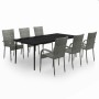 Juego de comedor para jardín 7 piezas gris y negro de vidaXL, Conjuntos de jardín - Ref: Foro24-3099411, Precio: 457,21 €, De...