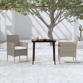 3-piece garden dining set with beige and black cushions by vidaXL, Garden sets - Ref: Foro24-3099317, Price: 235,99 €, Discou...