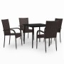 5-piece garden dining set with brown and black cushions by vidaXL, Garden sets - Ref: Foro24-3099402, Price: 301,33 €, Discou...