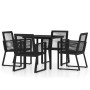 Juego de comedor de jardín 5 piezas negro de vidaXL, Conjuntos de jardín - Ref: Foro24-3099150, Precio: 350,34 €, Descuento: %