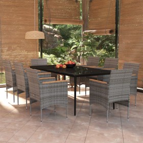 Juego de comedor de jardín 9 piezas gris y negro de vidaXL, Conjuntos de jardín - Ref: Foro24-3099352, Precio: 718,50 €, Desc...