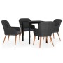 Juego de comedor de jardín 5 piezas con cojines negro de vidaXL, Conjuntos de jardín - Ref: Foro24-3099506, Precio: 443,99 €,...