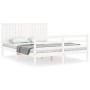 White solid wood bed frame with headboard 160x200 cm by vidaXL, Beds and slatted bases - Ref: Foro24-3194777, Price: 170,57 €...