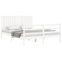 White solid wood bed frame with headboard 160x200 cm by vidaXL, Beds and slatted bases - Ref: Foro24-3194777, Price: 170,57 €...