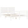 White solid wood bed frame with headboard 160x200 cm by vidaXL, Beds and slatted bases - Ref: Foro24-3194777, Price: 170,57 €...