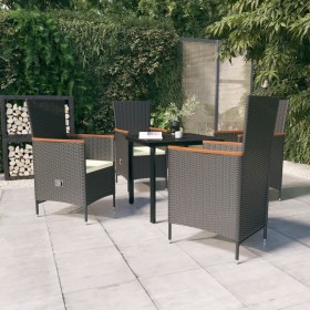 Juego de comedor de jardín 5 piezas con cojines negro de vidaXL, Conjuntos de jardín - Ref: Foro24-3099426, Precio: 533,99 €,...