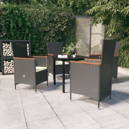 Juego de comedor de jardín 5 piezas con cojines negro de vidaXL, Conjuntos de jardín - Ref: Foro24-3099426, Precio: 518,67 €,...