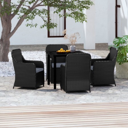 Juego de comedor de jardín 5 piezas con cojines negro de vidaXL, Conjuntos de jardín - Ref: Foro24-3099530, Precio: 619,35 €,...