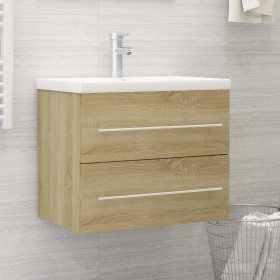 Sonoma oak engineered wood vanity unit with sink by vidaXL, bathroom vanities - Ref: Foro24-3099044, Price: 161,22 €, Discoun...