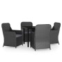 Juego de comedor de jardín 5 piezas con cojines negro de vidaXL, Conjuntos de jardín - Ref: Foro24-3099530, Precio: 619,35 €,...