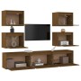 TV furniture 7 pieces solid honey brown pine wood by vidaXL, TV Furniture - Ref: Foro24-3100227, Price: 229,99 €, Discount: %