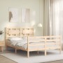 Bed frame with solid wood headboard 140x200 cm by vidaXL, Beds and slatted bases - Ref: Foro24-3194441, Price: 127,15 €, Disc...