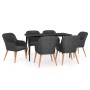 Juego de comedor de jardín 7 piezas con cojines negro de vidaXL, Conjuntos de jardín - Ref: Foro24-3099520, Precio: 734,05 €,...