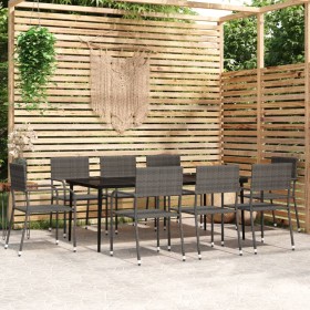 Juego de comedor para jardín 9 piezas gris de vidaXL, Conjuntos de jardín - Ref: Foro24-3099600, Precio: 469,99 €, Descuento: %