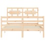 Bed frame with solid wood headboard 140x200 cm by vidaXL, Beds and slatted bases - Ref: Foro24-3194441, Price: 127,15 €, Disc...