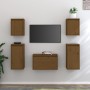 TV furniture 5 pieces solid honey brown pine wood by vidaXL, TV Furniture - Ref: Foro24-3100272, Price: 161,63 €, Discount: %