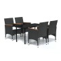 Juego de comedor de jardín 5 piezas con cojines negro de vidaXL, Conjuntos de jardín - Ref: Foro24-3099343, Precio: 363,99 €,...