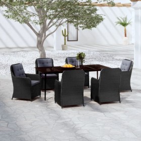 Juego de comedor para jardín 7 piezas negro de vidaXL, Conjuntos de jardín - Ref: Foro24-3099575, Precio: 1,00 €, Descuento: %