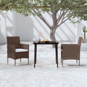 3-piece garden dining set with brown and black cushions by vidaXL, Garden sets - Ref: Foro24-3099323, Price: 235,99 €, Discou...