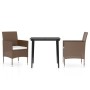 3-piece garden dining set with brown and black cushions by vidaXL, Garden sets - Ref: Foro24-3099323, Price: 222,41 €, Discou...