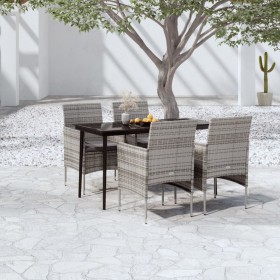 5-piece garden dining set with gray and black cushions by vidaXL, Garden sets - Ref: Foro24-3099313, Price: 408,99 €, Discoun...