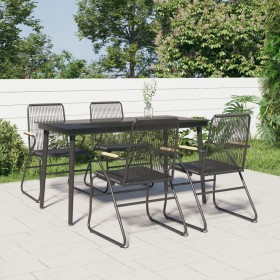 Garden dining set 5 pieces black PVC rattan by vidaXL, Garden sets - Ref: Foro24-3099217, Price: 325,99 €, Discount: %