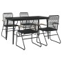 Juego de comedor de jardín 5 piezas ratán PVC negro de vidaXL, Conjuntos de jardín - Ref: Foro24-3099217, Precio: 326,18 €, D...