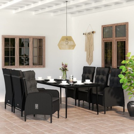 Juego de comedor de jardín 7 piezas con cojines negro de vidaXL, Conjuntos de jardín - Ref: Foro24-3099368, Precio: 980,99 €,...