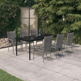 Garden dining set, 7 pieces, gray and black. by vidaXL, Garden sets - Ref: Foro24-3099393, Price: 471,61 €, Discount: %