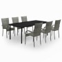 Juego de comedor para jardín 7 piezas gris y negro de vidaXL, Conjuntos de jardín - Ref: Foro24-3099393, Precio: 471,61 €, De...