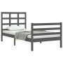 Gray solid wood bed frame with headboard 90x200 cm by vidaXL, Beds and slatted bases - Ref: Foro24-3193973, Price: 99,46 €, D...