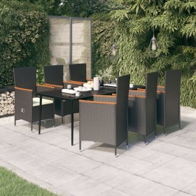 Juego de comedor de jardín 7 piezas con cojines negro de vidaXL, Conjuntos de jardín - Ref: Foro24-3099447, Precio: 902,99 €,...