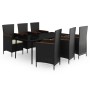 Juego de comedor de jardín 7 piezas con cojines negro de vidaXL, Conjuntos de jardín - Ref: Foro24-3099447, Precio: 880,77 €,...