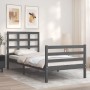 Gray solid wood bed frame with headboard 90x200 cm by vidaXL, Beds and slatted bases - Ref: Foro24-3193973, Price: 99,46 €, D...