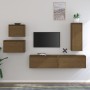 TV furniture 5 pieces solid honey brown pine wood by vidaXL, TV Furniture - Ref: Foro24-3100262, Price: 209,64 €, Discount: %