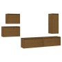 TV furniture 5 pieces solid honey brown pine wood by vidaXL, TV Furniture - Ref: Foro24-3100262, Price: 209,64 €, Discount: %