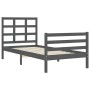 Gray solid wood bed frame with headboard 90x200 cm by vidaXL, Beds and slatted bases - Ref: Foro24-3193973, Price: 99,46 €, D...