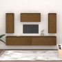 TV furniture 5 pieces solid honey brown pine wood by vidaXL, TV Furniture - Ref: Foro24-3100247, Price: 251,97 €, Discount: %