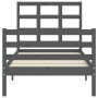 Gray solid wood bed frame with headboard 90x200 cm by vidaXL, Beds and slatted bases - Ref: Foro24-3193973, Price: 99,46 €, D...