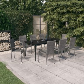 9-piece gray and black garden dining set by vidaXL, Garden sets - Ref: Foro24-3099412, Price: 544,99 €, Discount: %