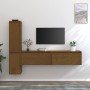 TV furniture 4 pieces solid honey brown pine wood by vidaXL, TV Furniture - Ref: Foro24-3100282, Price: 178,38 €, Discount: %