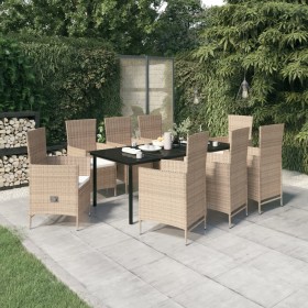 9-piece garden dining set with beige cushions by vidaXL, Garden sets - Ref: Foro24-3099442, Price: 1,00 €, Discount: %