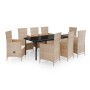 Juego de comedor de jardín 9 piezas con cojines beige de vidaXL, Conjuntos de jardín - Ref: Foro24-3099442, Precio: 1,00 €, D...