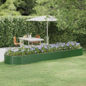 Green powder coated steel flower bed planter 396x100x36 cm by vidaXL, Pots and planters - Ref: Foro24-319003, Price: 121,99 €...