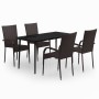 Juego de comedor de jardín 5 piezas con cojines marrón y negro de vidaXL, Conjuntos de jardín - Ref: Foro24-3099403, Precio: ...