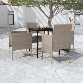 Juego de comedor de jardín 5 piezas con cojines beige y negro de vidaXL, Conjuntos de jardín - Ref: Foro24-3099318, Precio: 3...