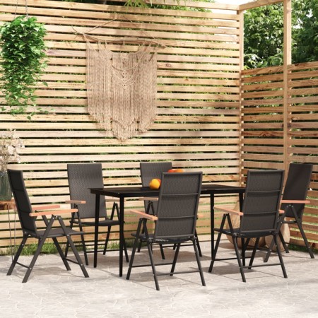 Juego de comedor para jardín 7 piezas negro de vidaXL, Conjuntos de jardín - Ref: Foro24-3099122, Precio: 509,99 €, Descuento: %